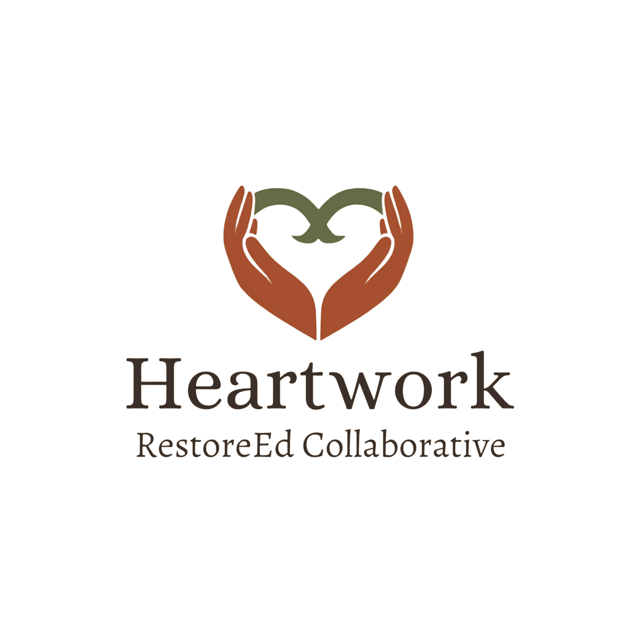 Heartwork RestoreEd Collaborative logo with hands and a green sprout forming a heart shape.